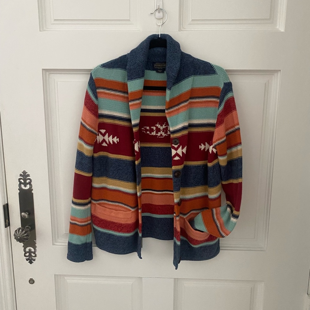 Colorful Striped Pendleton Cardigan like new! 100% cotton.